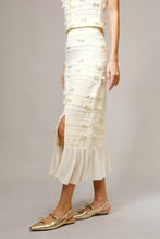Load image into Gallery viewer, Blue B 3D Bow Embellished Textured Sweater Midi Skirt in Cream
