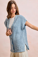 Load image into Gallery viewer, BiBi Mineral Washed Knit Boxy Cardigan in Washed Denim