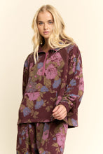 Load image into Gallery viewer, Davi & Dani Floral Print Top and Pants Set in Burgundy