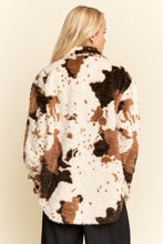 Load image into Gallery viewer, Davi & Dani Faux Fur Cowhide Shacket in Cream Brown