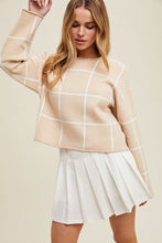 Load image into Gallery viewer, Wishlist Grid Pattern Knit Sweater in Taupe/White