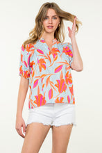Load image into Gallery viewer, THML Striped and Floral Print Top in Light Blue