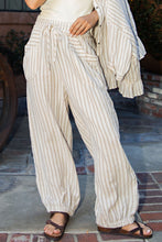 Load image into Gallery viewer, Cotierra Stripe Soft Wash Linen Blended Pants in Taupe/Natural