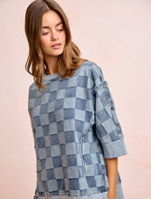 Load image into Gallery viewer, BiBi OVERSIZED Denim Checkered Top in Denim