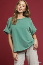 Load image into Gallery viewer, Umgee Mineral Wash Oversized Rolled Sleeve Tee in Sage Mint