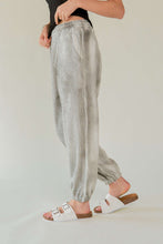 Load image into Gallery viewer, Davi & Dani Mineral Washed Joggers with Rhinestones in Grey
