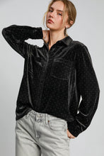 Load image into Gallery viewer, Umgee Beaded Velvet Button Down Top in Black