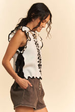 Load image into Gallery viewer, Davi & Dani Bohemian Stripe Lightweight Knit Sweater Vest in Ivory Black