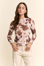 Load image into Gallery viewer, Davi & Dani Sheer Mesh Top in Cow Print