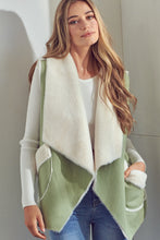Load image into Gallery viewer, E Luna Open Front Faux Suede Vest in New Olive