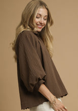 Load image into Gallery viewer, Umgee Solid Color Textured Top in Brown
