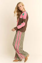 Load image into Gallery viewer, Davi & Dani Leopard Pants with Contrasting Lace Stripe in Green Leopard