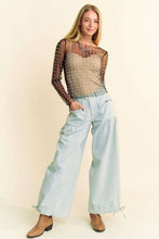 Load image into Gallery viewer, Davi & Dani Sheer Mesh Pearl and Stone Embellished Top in Black