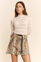 Load image into Gallery viewer, Davi & Dani Striped Lace Mesh Top in Cream