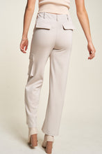 Load image into Gallery viewer, Davi & Dani Tummy Control Mid Rise Cargo Pants in Cool Beige FINAL SALE