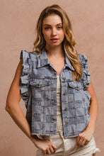 Load image into Gallery viewer, BiBi Vintage Washed Gingham Vest in Denim