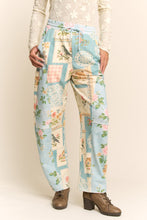 Load image into Gallery viewer, Davi & Dani Floral Print Patchwork Joggers in Blue Combo