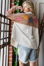 Load image into Gallery viewer, Oli & Hali Color Block Corduroy Shacket with Multi Colored Star Patches in Cream
