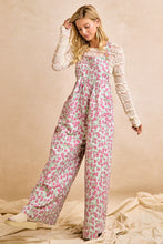 Load image into Gallery viewer, BiBi Jacquard Vintage Floral Overalls in Red