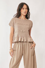 Load image into Gallery viewer, Davi & Dani Solid Color Top and Pants Set in Sand