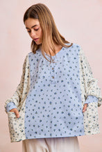 Load image into Gallery viewer, BiBi Floral Print Mix N Match Henley Top in Light Blue