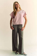 Load image into Gallery viewer, Davi & Dani Top with Bead Embellished Ribbon Patch in Blush Pink