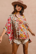 Load image into Gallery viewer, BiBi OVERSIZED Floral Print Button Down Top in Rose Mix ON ORDER