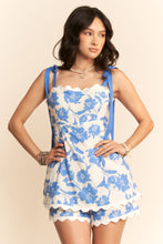 Load image into Gallery viewer, Davi & Dani Floral Print Romper in Blue