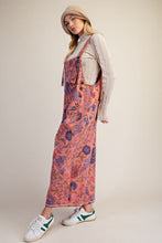 Load image into Gallery viewer, Easel Oversized Floral Print Denim Overall Jumpsuit in Antique Rose
