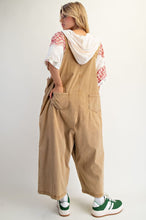 Load image into Gallery viewer, Easel OVERSIZED Flower Patched Overalls in Camel