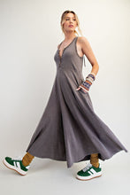 Load image into Gallery viewer, Easel Mineral Washed Solid Color Jumpsuit in Coffee