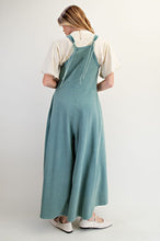 Load image into Gallery viewer, Easel Mineral Washed Solid Color Jumpsuit in Faded Teal