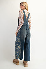 Load image into Gallery viewer, Easel Washed Denim and Flower Print Overalls in Flower Denim