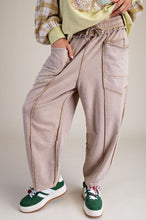 Load image into Gallery viewer, Easel Mineral Washed Terry Knit Barrel Pants in Baked Potato