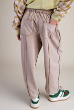 Load image into Gallery viewer, Easel Mineral Washed Terry Knit Barrel Pants in Baked Potato