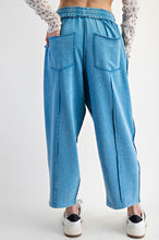 Load image into Gallery viewer, Easel Mineral Washed Terry Knit Barrel Pants in Day Blue
