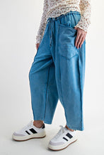 Load image into Gallery viewer, Easel Mineral Washed Terry Knit Barrel Pants in Day Blue