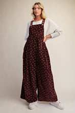Load image into Gallery viewer, Easel Floral Print Washed Baby Corduroy Overalls in Eggplant