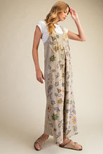 Load image into Gallery viewer, Easel Signature Floral Print Terry Knit Jumpsuit in Olive Grey