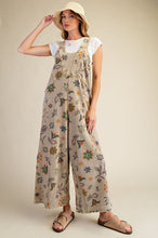 Load image into Gallery viewer, Easel Signature Floral Print Terry Knit Jumpsuit in Olive Grey