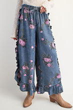 Load image into Gallery viewer, Easel Floral Print Pants Chambray Pants in Washed Denim