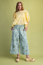 Load image into Gallery viewer, Easel Floral Print Washed Twill Pants in Sage Green
