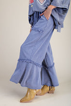 Load image into Gallery viewer, Easel Mineral Washed Frayed Edge Terry Knit Pants in Denim Blue
