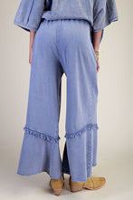 Load image into Gallery viewer, Easel Mineral Washed Frayed Edge Terry Knit Pants in Denim Blue