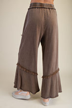 Load image into Gallery viewer, Easel Mineral Washed Frayed Edge Terry Knit Pants in Espresso