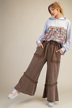 Load image into Gallery viewer, Easel Mineral Washed Frayed Edge Terry Knit Pants in Espresso