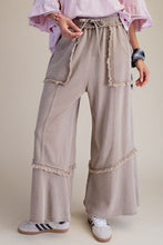 Load image into Gallery viewer, Easel Mineral Washed Frayed Edge Terry Knit Pants in Mushroom