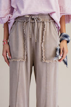 Load image into Gallery viewer, Easel Mineral Washed Frayed Edge Terry Knit Pants in Mushroom