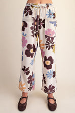 Load image into Gallery viewer, Easel Floral Print Mineral Washed Terry Pants in Khaki