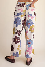 Load image into Gallery viewer, Easel Floral Print Mineral Washed Terry Pants in Khaki
